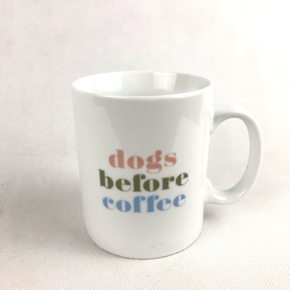 Fringe Studio White Multicolor Print Pet Shop Dogs Before Ceramic Coffee Mug